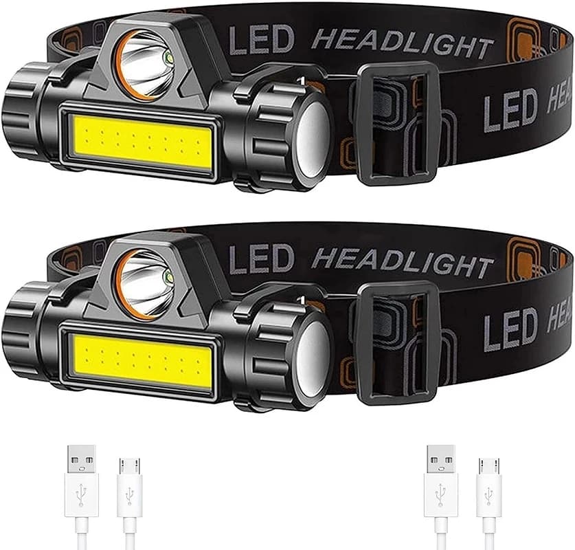Lampe frontale XP-G Q5 2500lm étanche avec LED COB et batterie rechargeable intégrée 14450