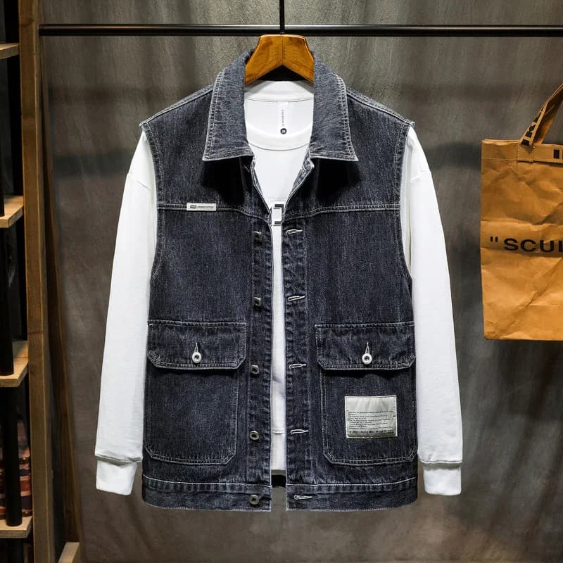 Veste sans manches en denim pour homme - Style cowboy - Tailles grandes 5XL à 7XL - Veste élégante