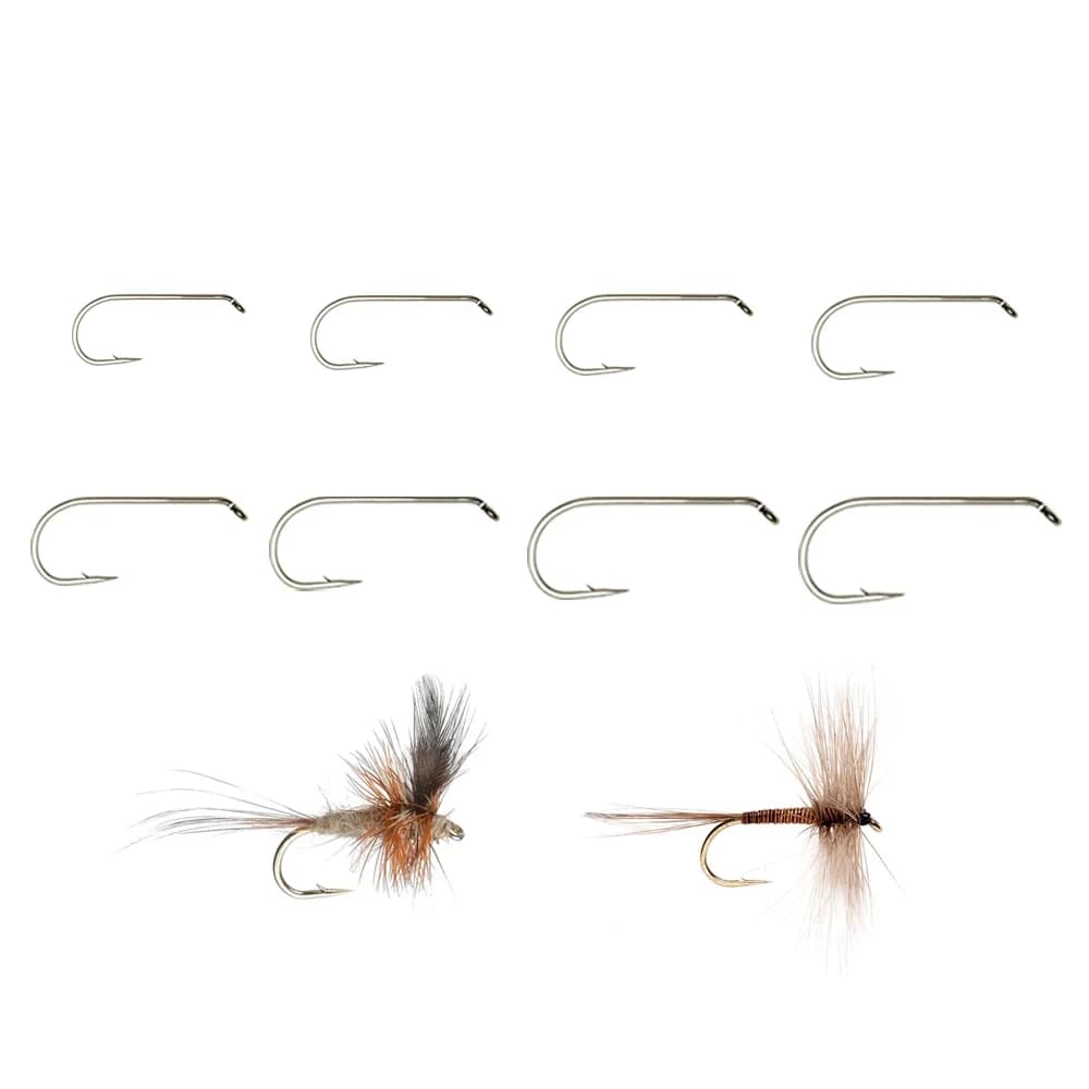 Hameçons Wifreo pour mouche sèche et nymphe - Long shank, acier carbone, tailles #8 à #22, lots 50/100/200
