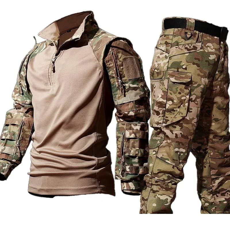 Nouvelle combinaison tactique shirt et pantalon homme - Pêche, airsoft, paintball, tenue d'assaut complète