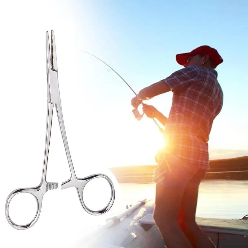 Pince hémostatique acier inox pour pêche - Outil chirurgical bec courbe/droit verrouillage sécurisé