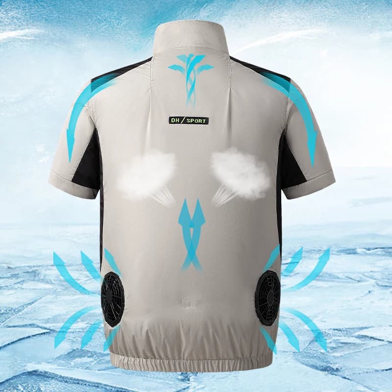 Gilet rafraîchissant USB pêche été ventilation 13h outdoor travail manches courtes portable