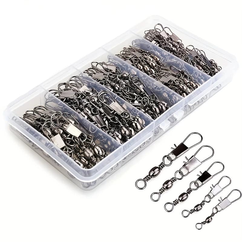 50/200 pièces barrel snap swivels avec roulements à billes pour connexion rapide des leurres pêche