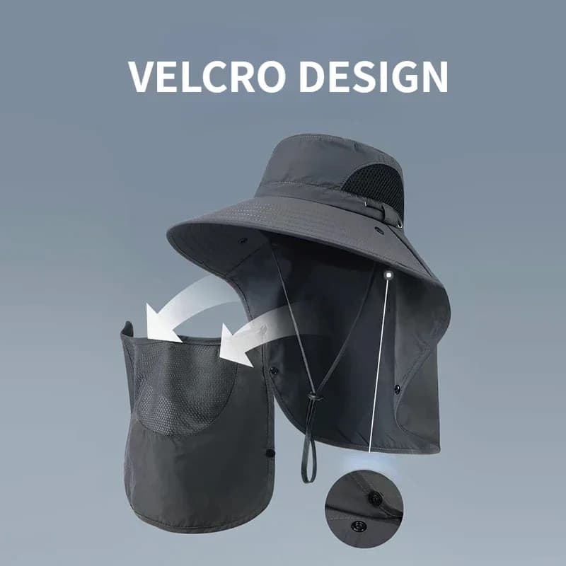 Chapeau de pêcheur protection UV avec rabat cou-nuque pour hommes et femmes pêche