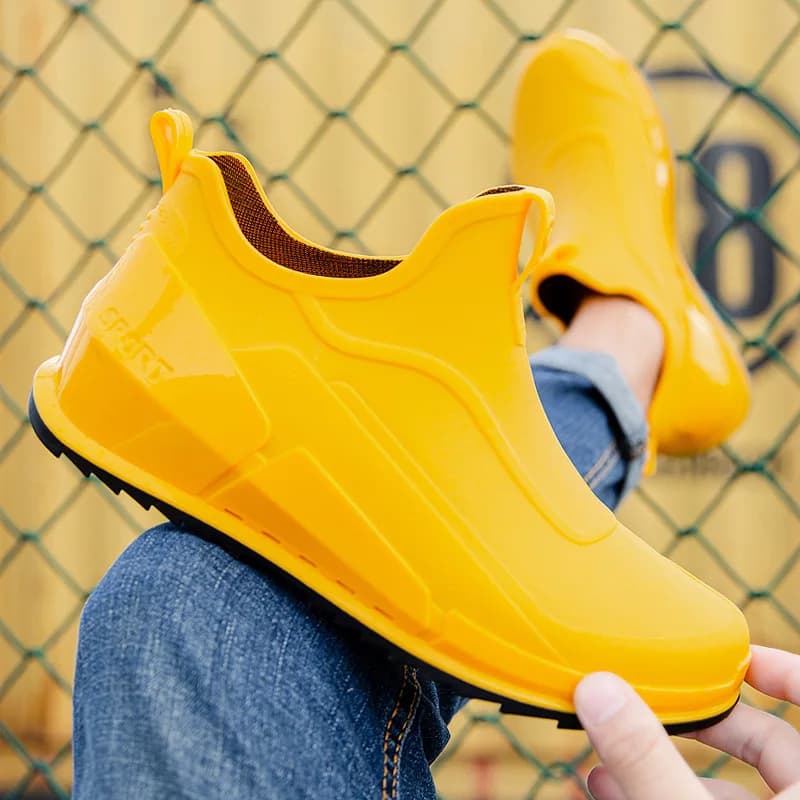 Bottes pluie courtes mode homme pêche extérieur légères chaussons anti-dérapantes imperméables respirantes PVC