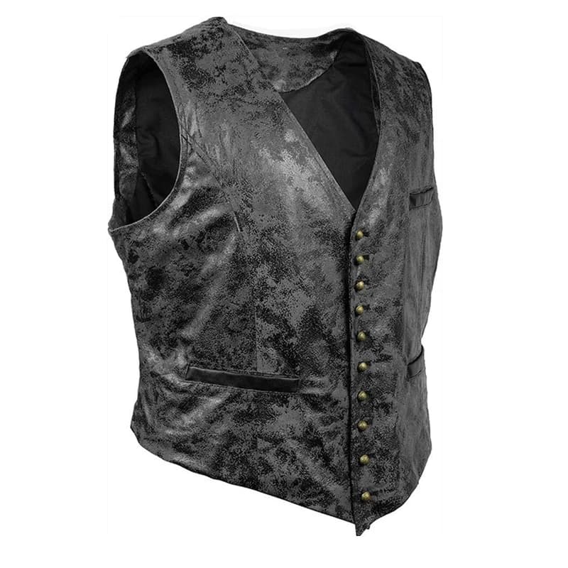 Veste sans manches homme cuir suédé hiver automne - Veston vintage col V casual rétro