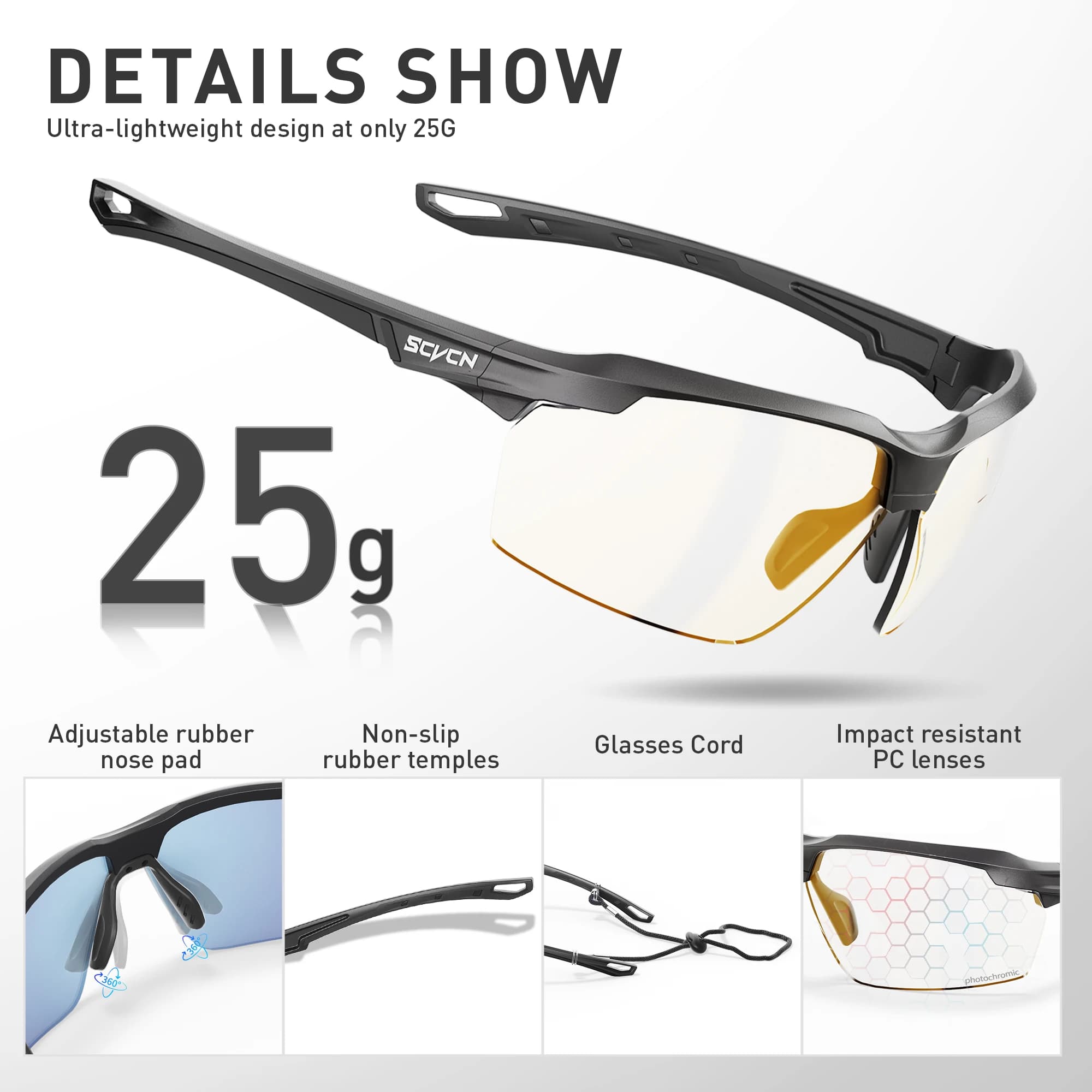 Lunettes photochromiques colorées pour vélo, chasse, airsoft - Mode outdoor et pêche sportive