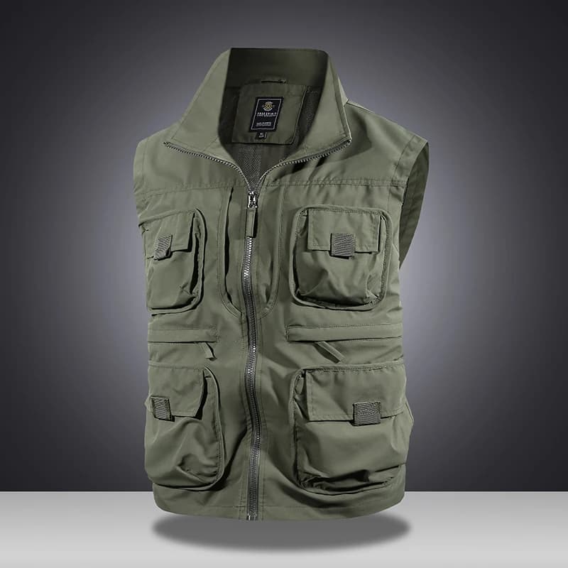 Veste sans manches multifonction pêche - Zippée multi-poches respirante pour pêche sportive