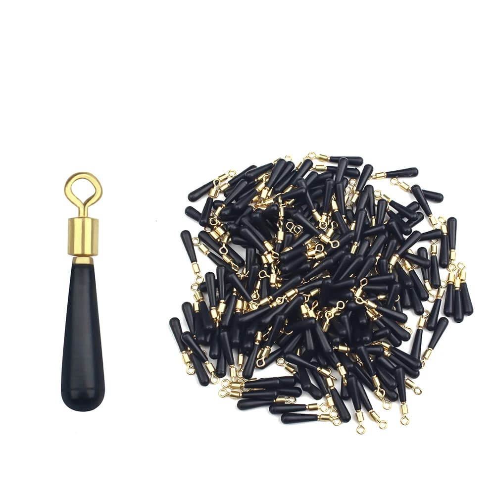 Lot 50 bases flotteurs pêche cuivre caoutchouc - Accessoire anti-rotation pour montages flotteurs professionnels