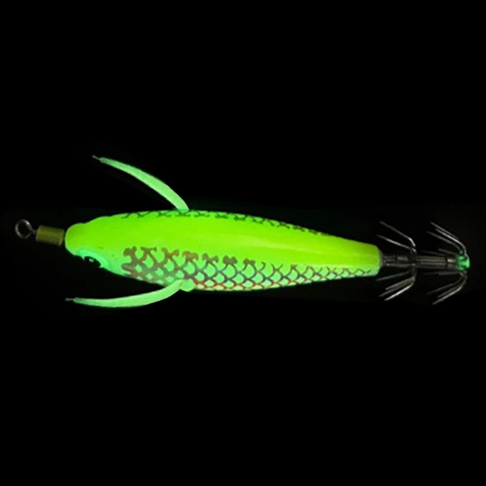 Leurre calamar 3D yeux lumineux - Appât seiche pêche nocturne - Hameçon céphalopodes attractif