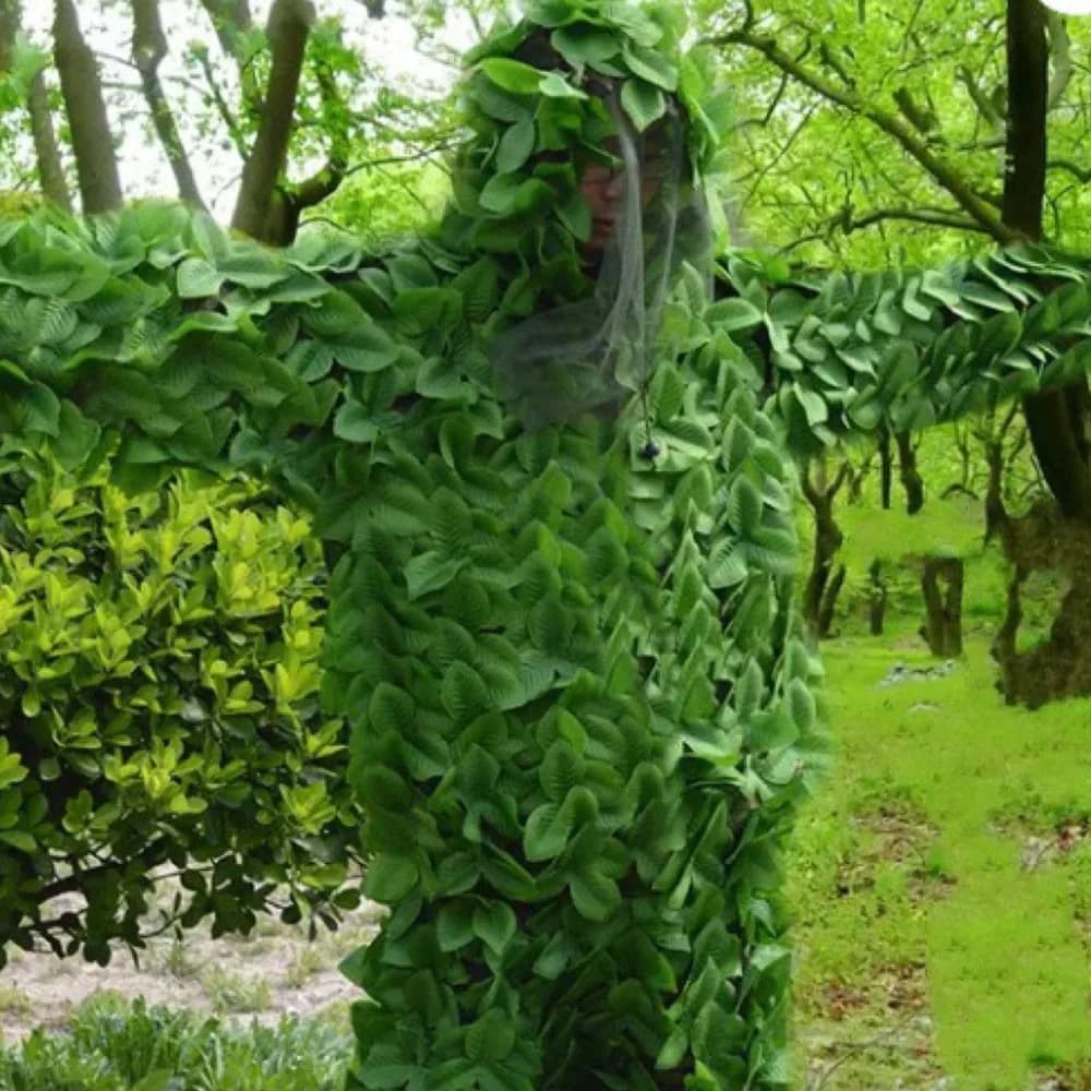 Costume Sniper Ghillie Respirant Feuilles 3D - Tenue Jungle Woodland Pêche Vie Sauvage