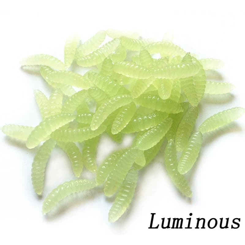 Nouveaux leurres silicone vers pain 50 pièces 2cm - appâts artificiels luminescents 2023 pour pêche