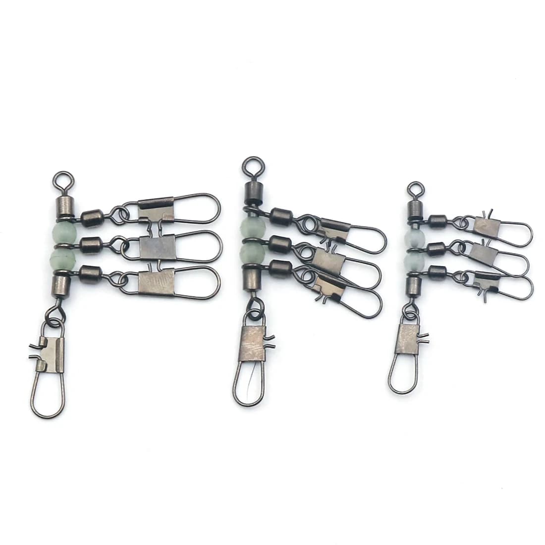 Connecteur de pêche surf casting 3 voies avec perles lumineuses, 10 pièces en forme de T