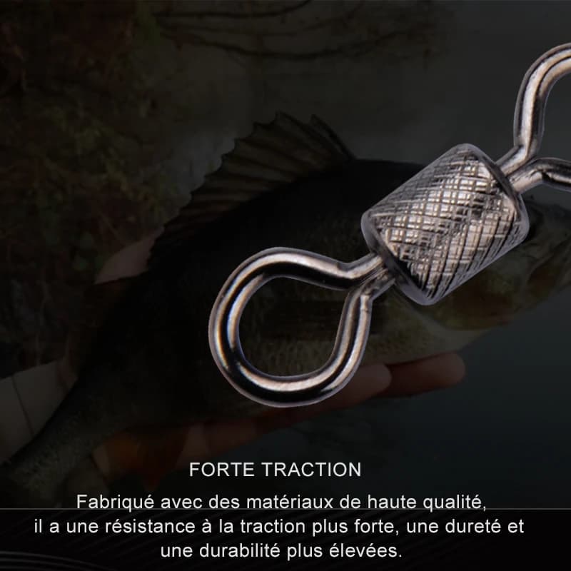 Lot 50 émerillons roulement à billes avec snap sécurité pour montages carpe et pêche sportive