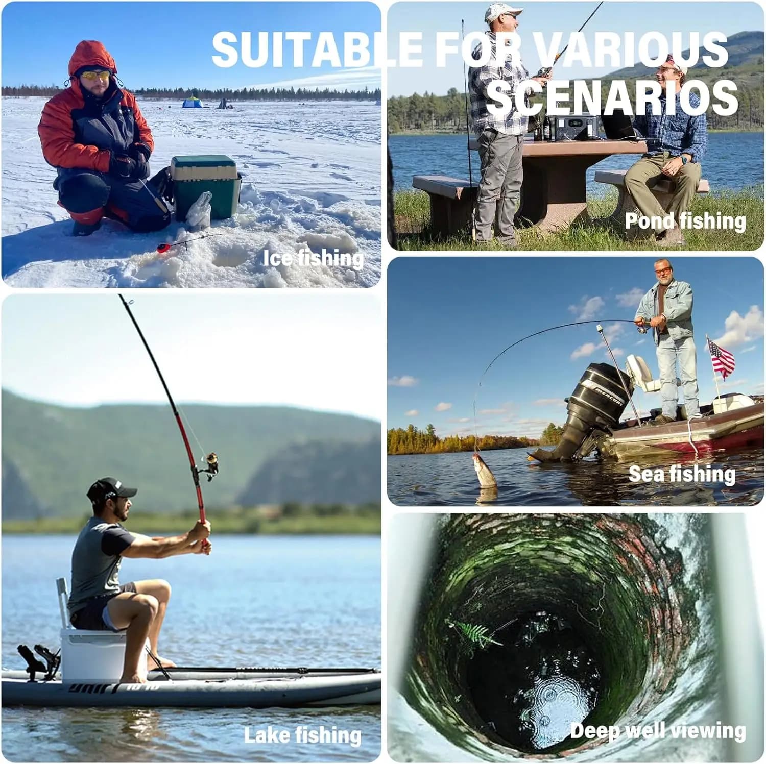 Caméra pêche portable main 1080P 4.3 pouces LCD avec vision nocturne pour observation sous-marine des poissons
