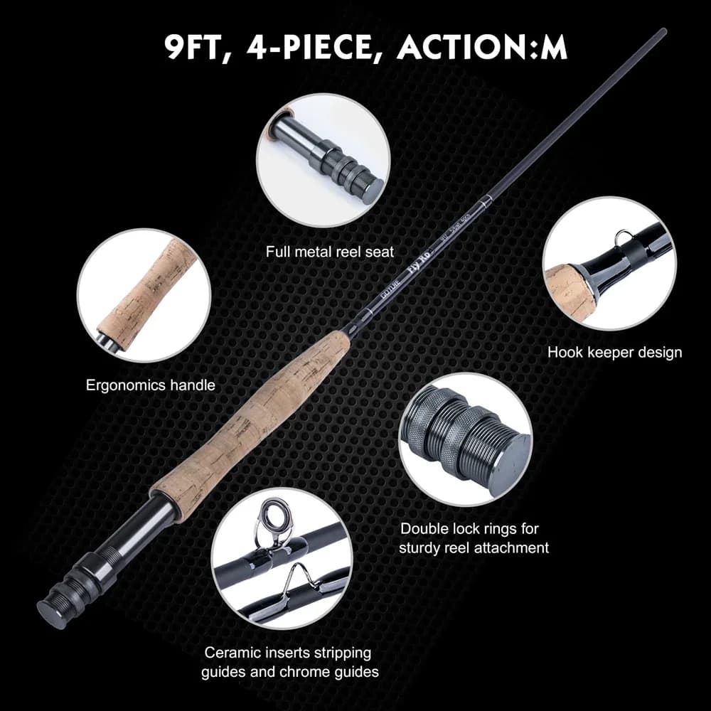 Canne à pêche mouche combo Goture 2.7m 9FT carbone 30+36T léger voyage truite saumon perche brochet
