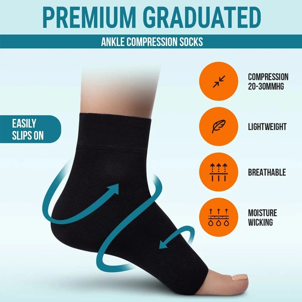 Chaussettes compression soulagement douleurs neuropathie - Soutien cheville fasciite plantaire pêche