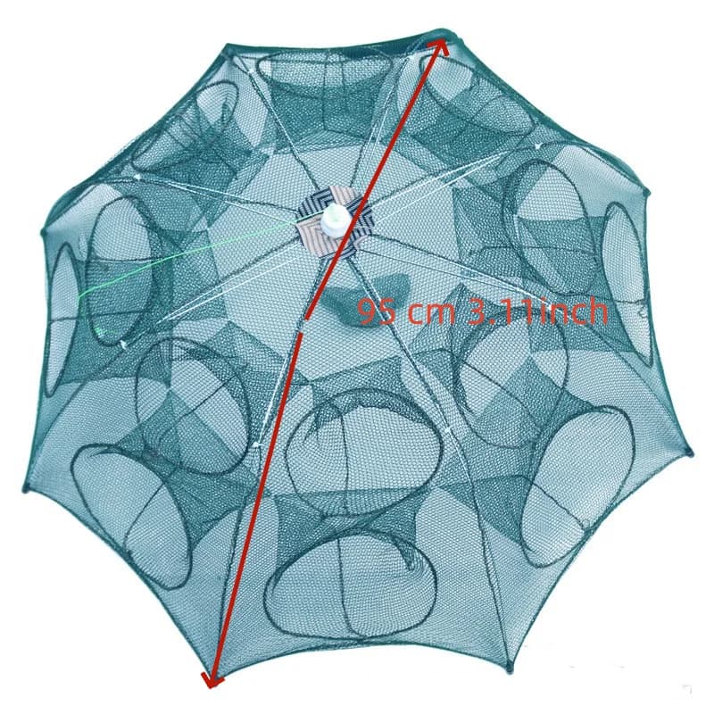 Filet pliable multi-trous pour crevettes et poissons, cage de pêche nylon portable automatique 24 à 4 trous