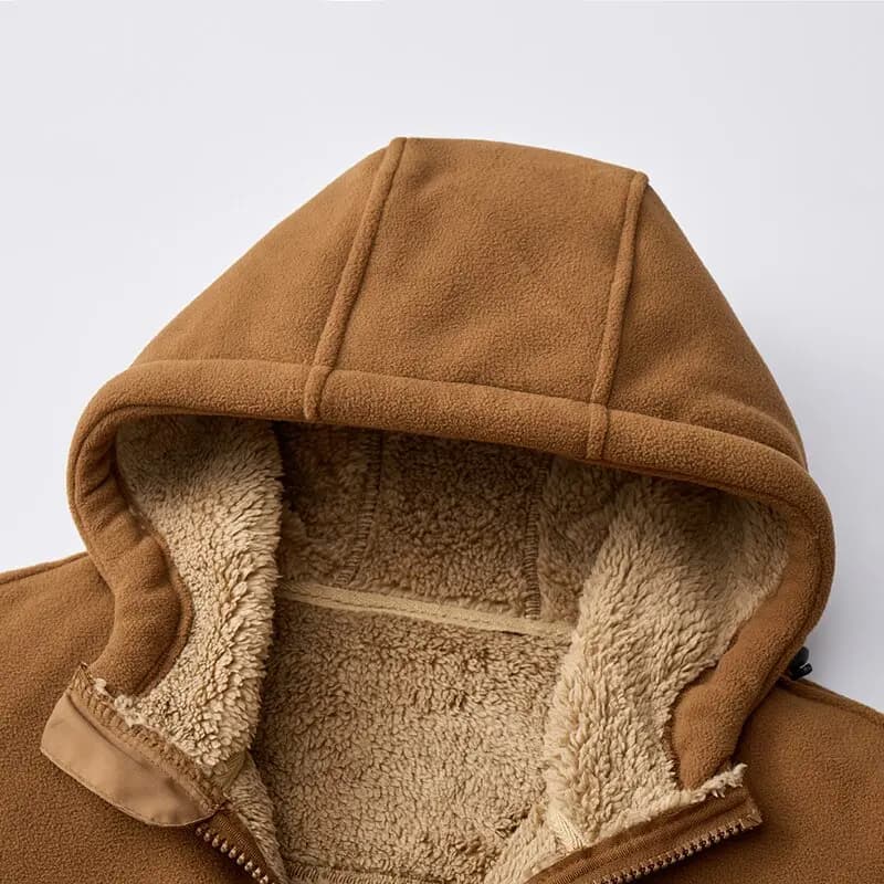 Manteau laine d'agneau épais couleur unie - Veste chaude coupe-vent taille plus homme