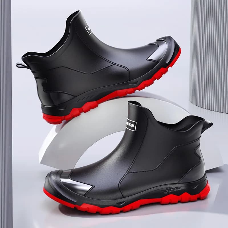 Bottes de pluie PVC anti-dérapantes homme basse pour chantier et pêche