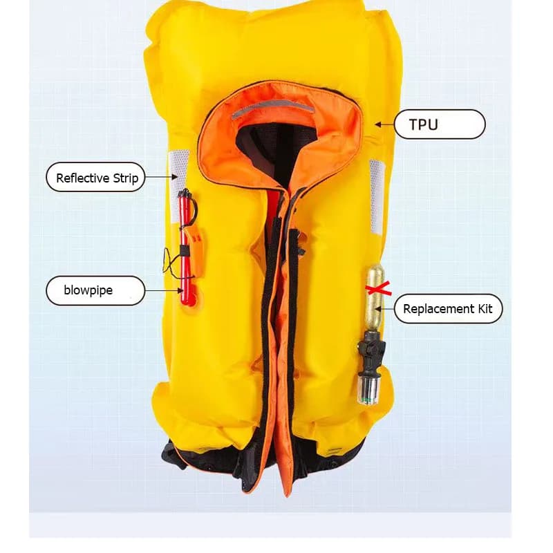 Gilet de sauvetage gonflable automatique CE 150N adulte pêche rafting avec poche manuel