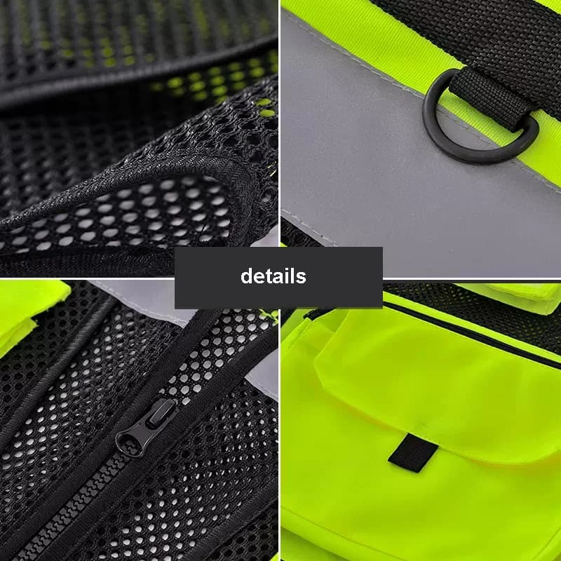Veste construction rouge pêche - Respirante logo personnalisable - Poche outils pêche route