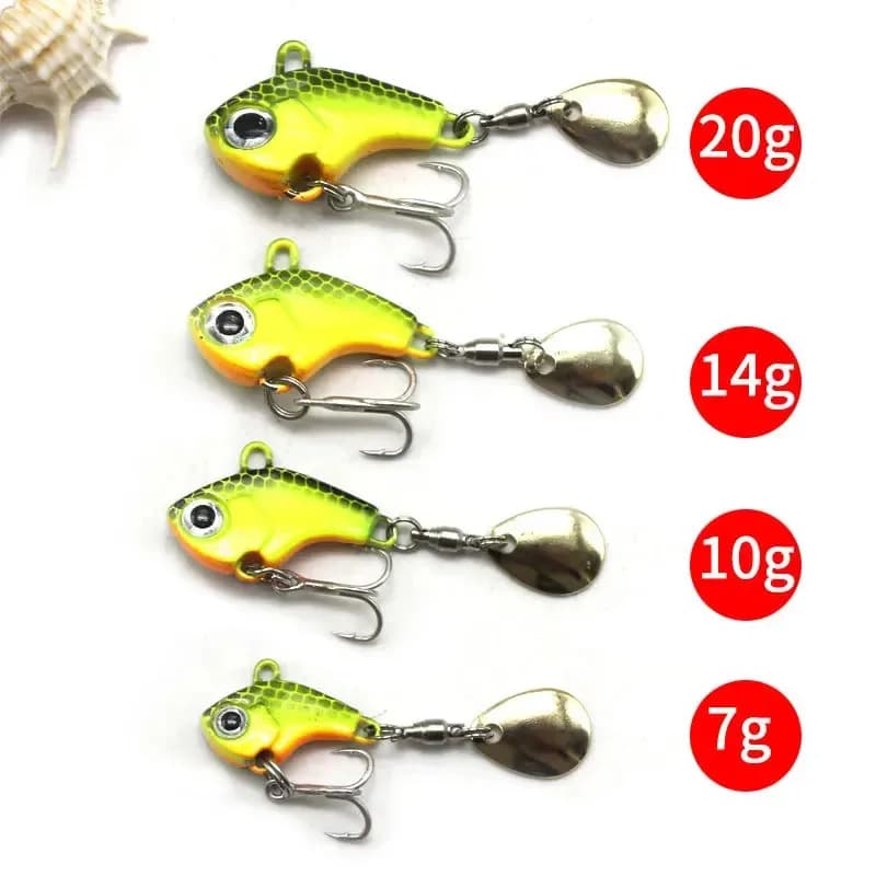 Kit 5 leurres métalliques BRAVMACK wobble rotatif avec paillettes - appâts durs pour pêche en mer