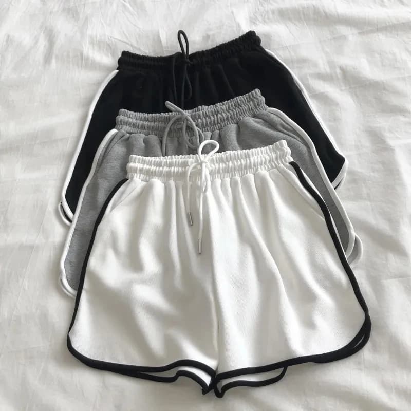 Shorts femme rayés casual style coréen Harajuku - Coupe loose sportive - Shorts mini été polyvalents