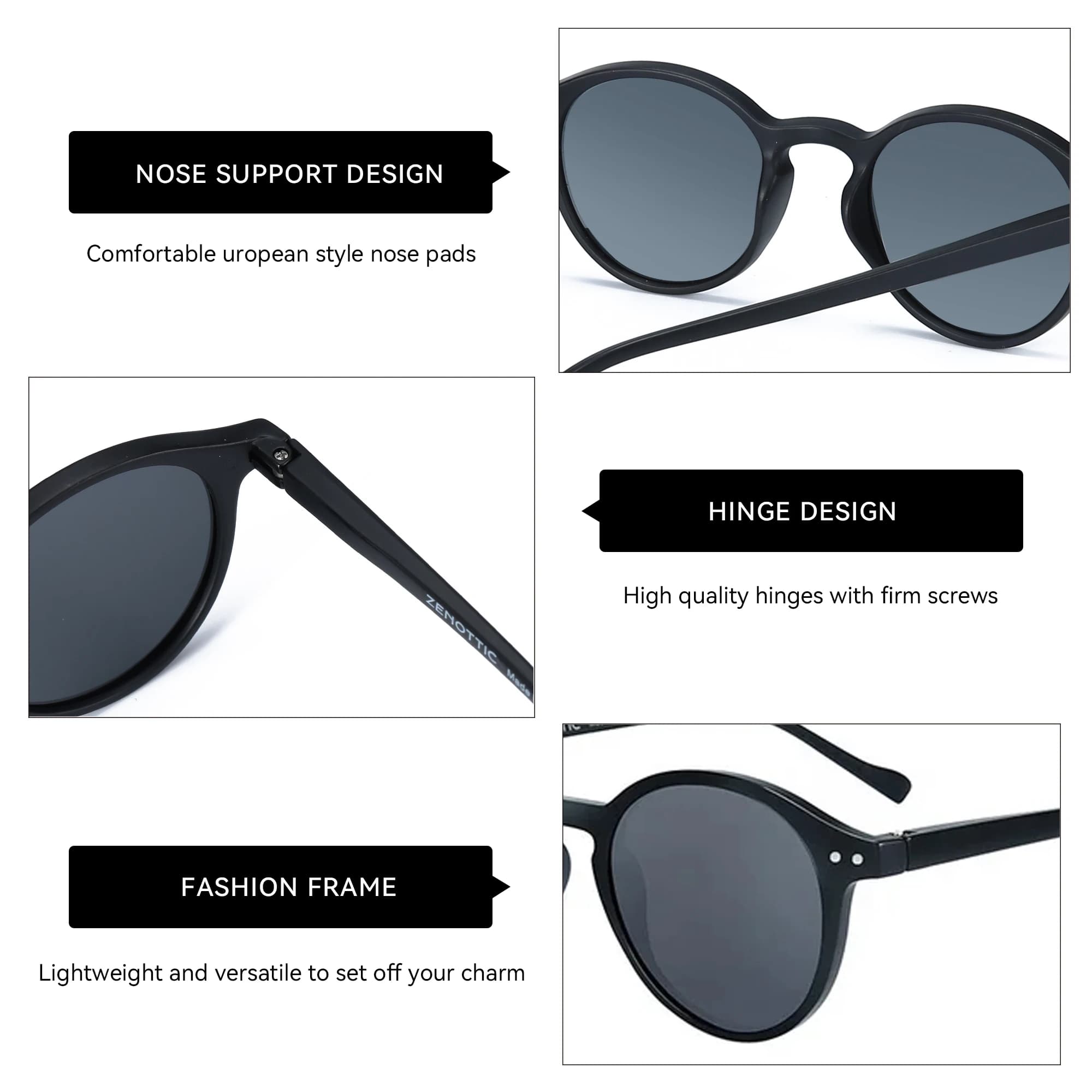 Lunettes de soleil polarisées rétro circulaires ZENOTTIC taille S - Modèle vintage 2025-2026 pour petits visages