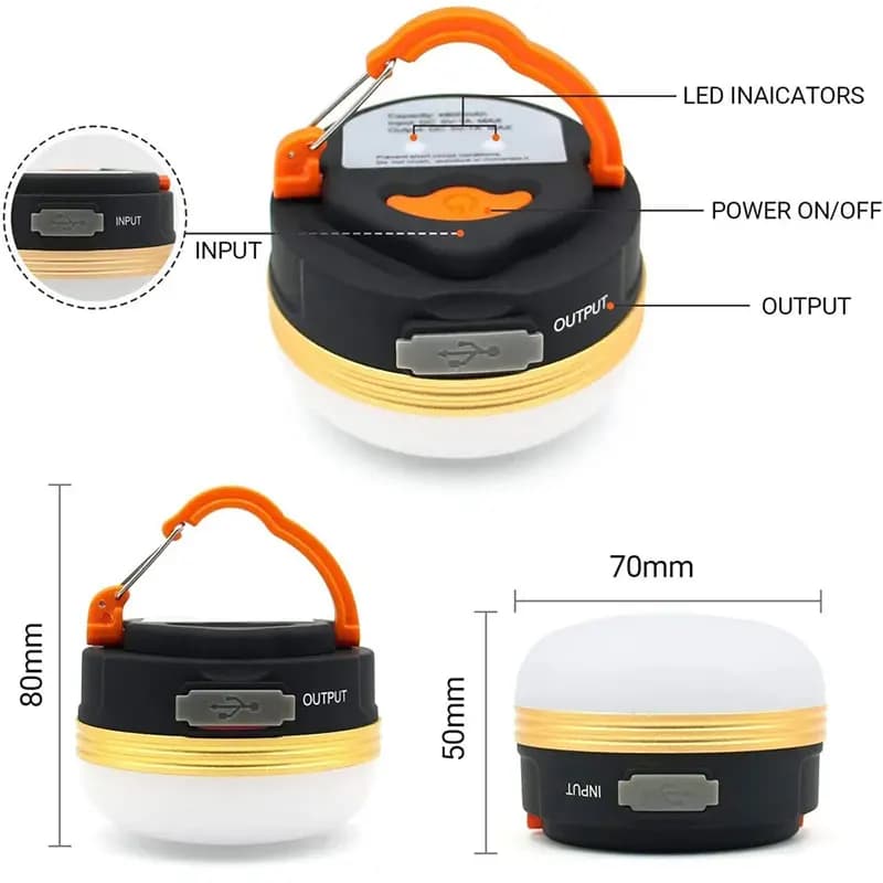 Lampe LED portable camping 3 modes avec aimant - Pour tente, pêche nocturne et éclairage d'urgence