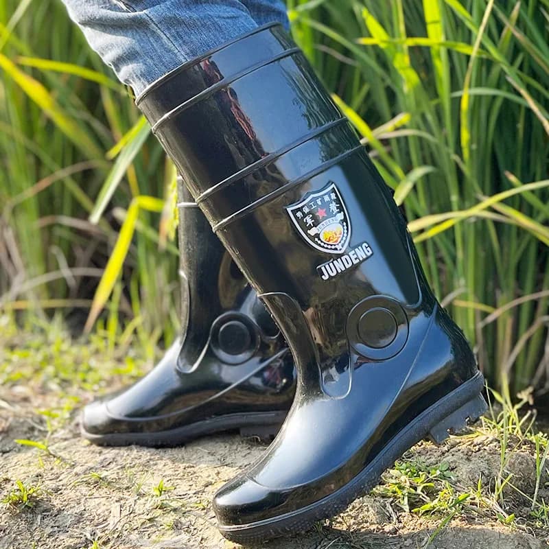 Bottes de pluie homme grande taille mi-mollet doublées polaire antidérapantes sécurité travail caoutchouc