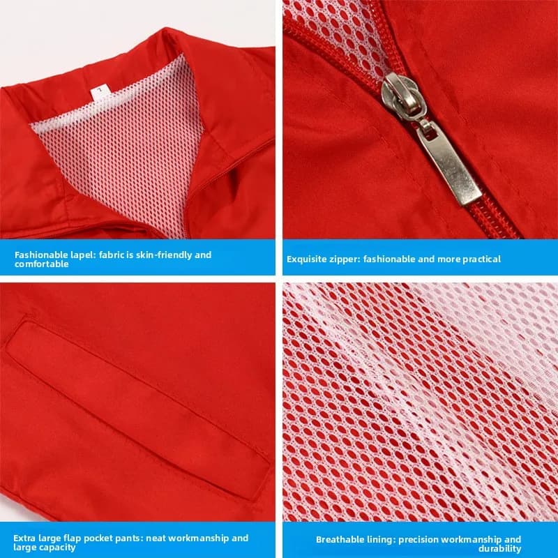 Veste double couche personnalisable bénévoles travail publicité événements logo imprimé maille coupe droite polyester