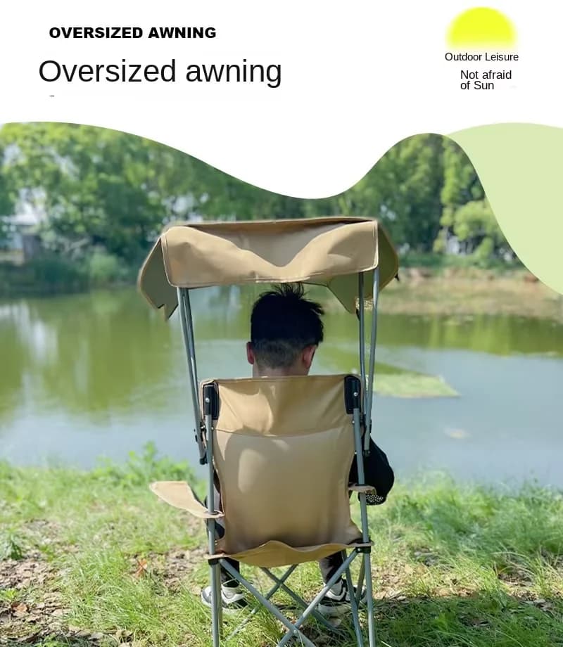 Chaise pliante avec auvent intégré pour pêche plage activités outdoor et pique-nique ombragé