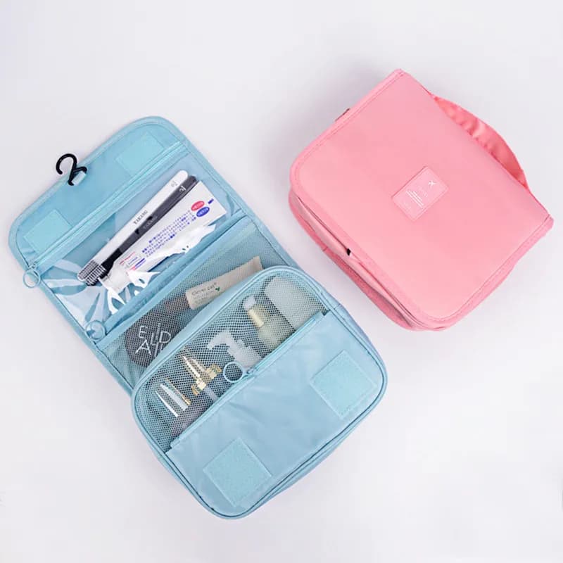 Trousse de toilette étanche avec crochet pour voyage organisation produits beauté salle de bain