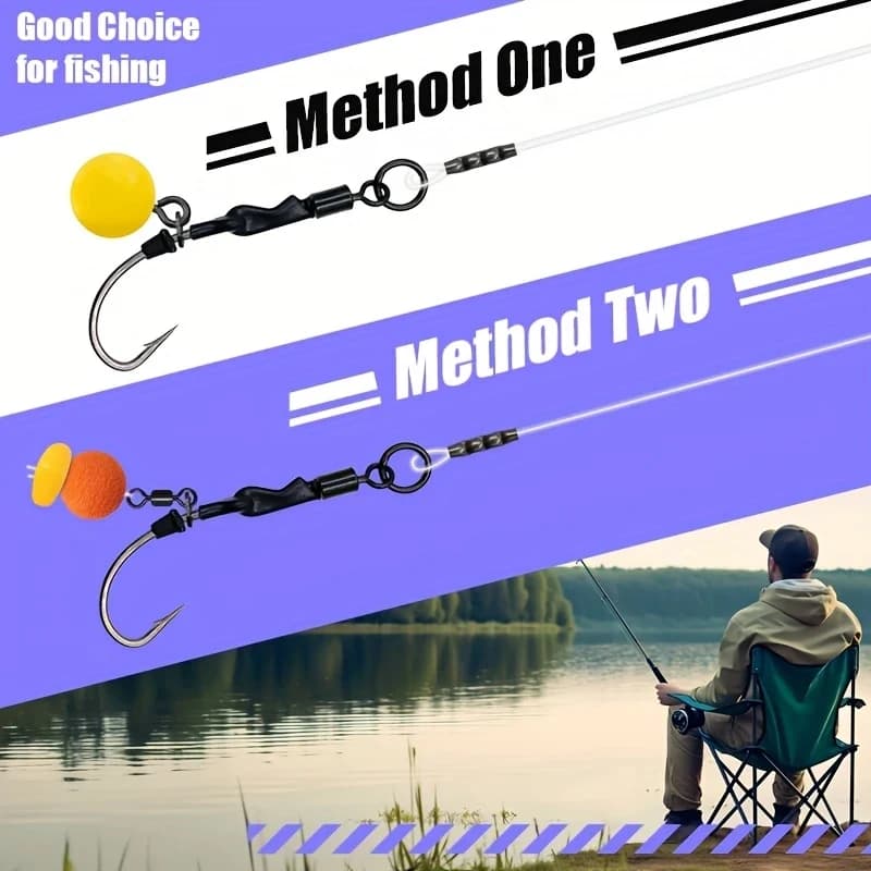 Kit 5 rigs method feeder pour pêche carpe - Fluorocarbone 100% et swivels rolling inclus