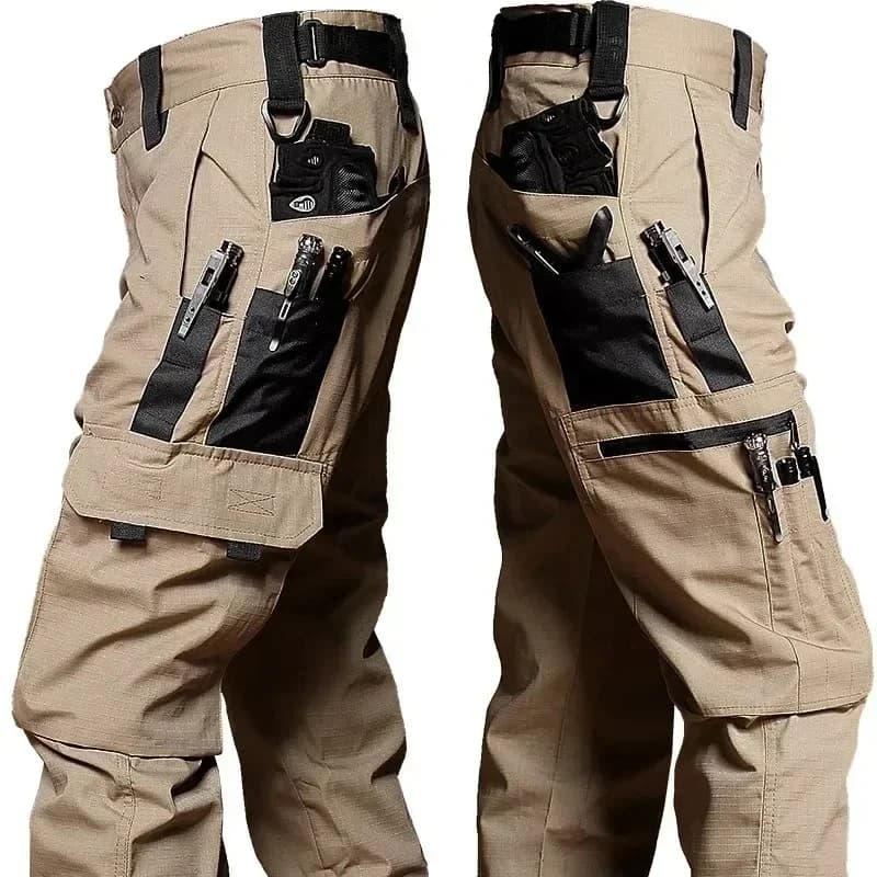 Pantalon de travail tactique homme multi-poches imperméable - Pantalon cargo pêche et randonnée