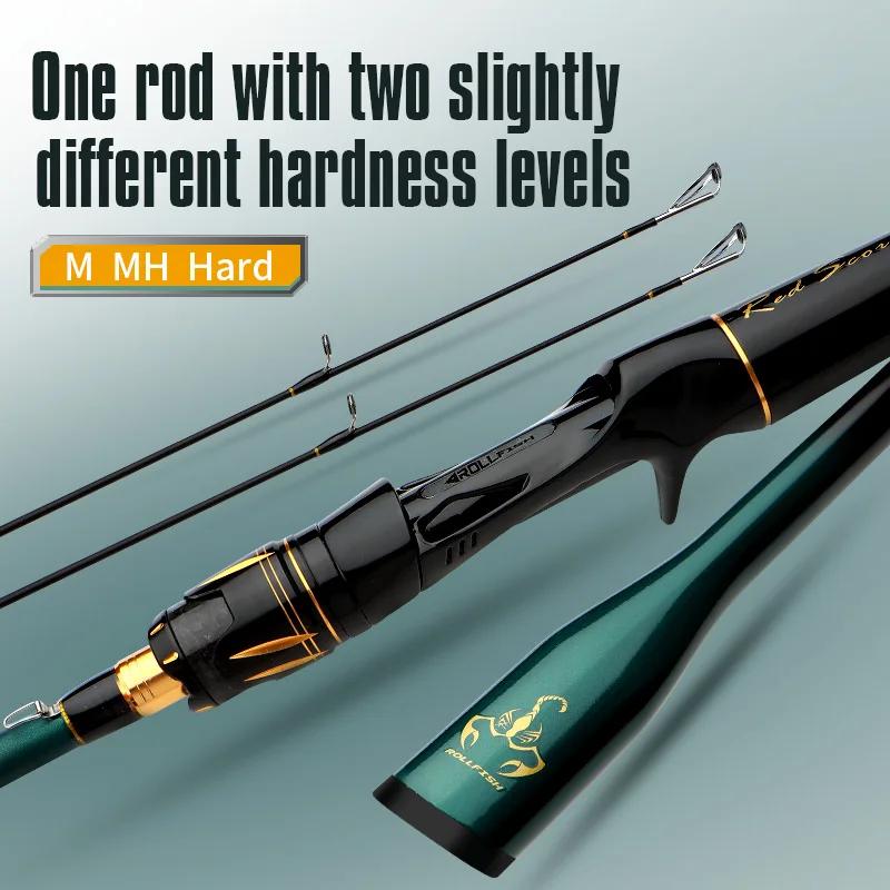 Canne leurre 2 pointes ROLLFISH carbone spinning/casting 1.8-2.7m eau douce salée bar black bass