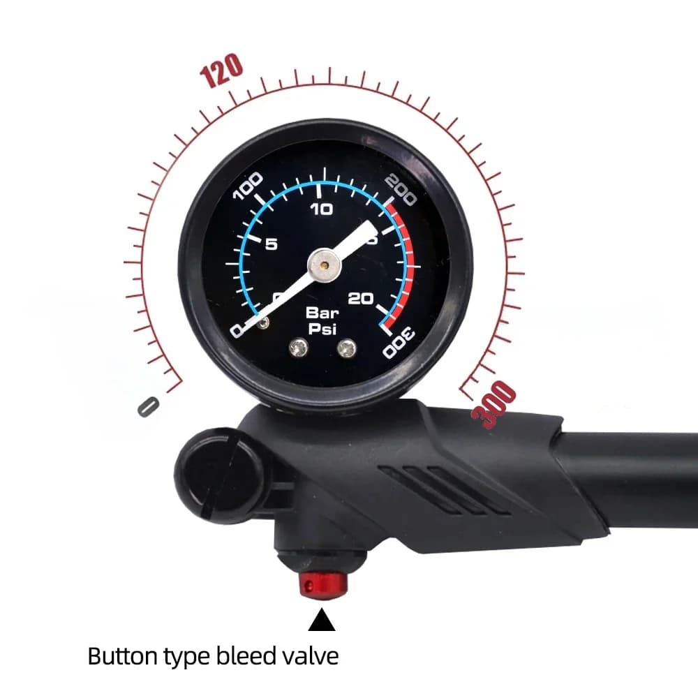 Pompe haute pression ThinkRider 300PSI portable avec manomètre pour suspensions VTT et équipement pêche