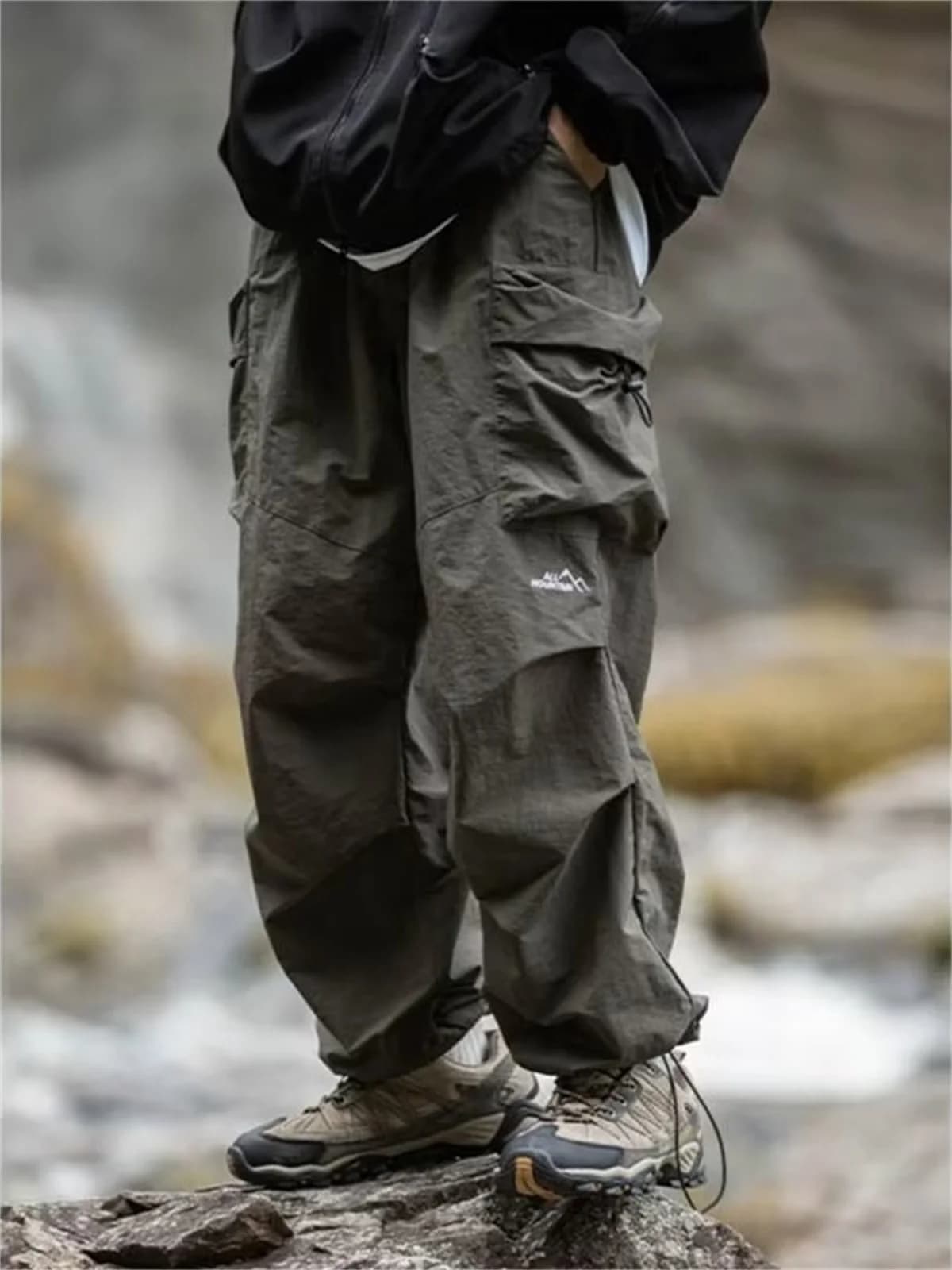 Pantalon montagne imperméable homme pour pêche hip hop - Style harajuku et performance outdoor