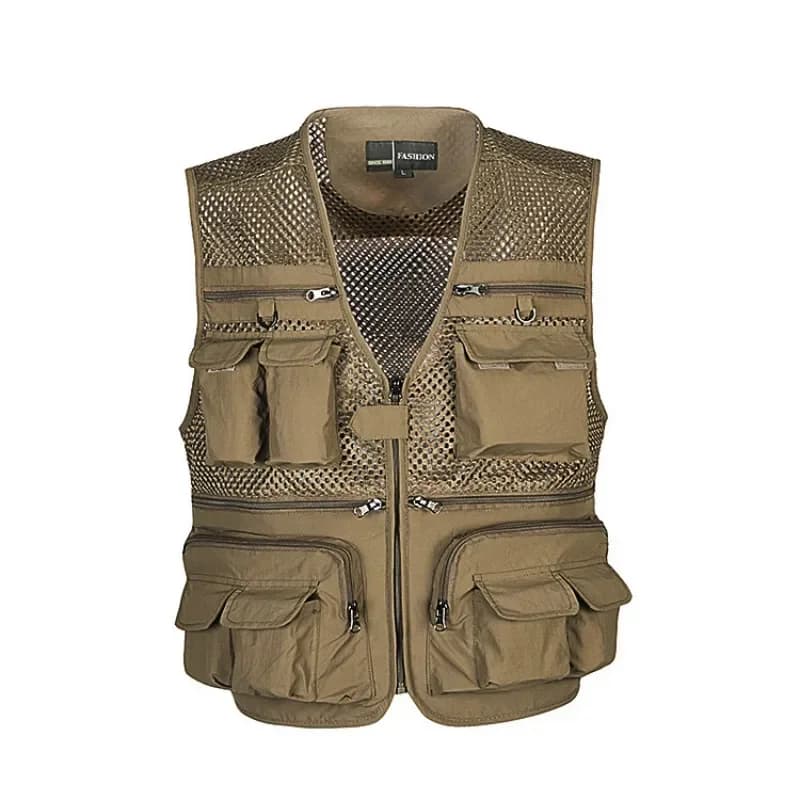 Gilet de pêche extérieur respirant à séchage rapide - Veste mesh avec poches multiples pour randonnée