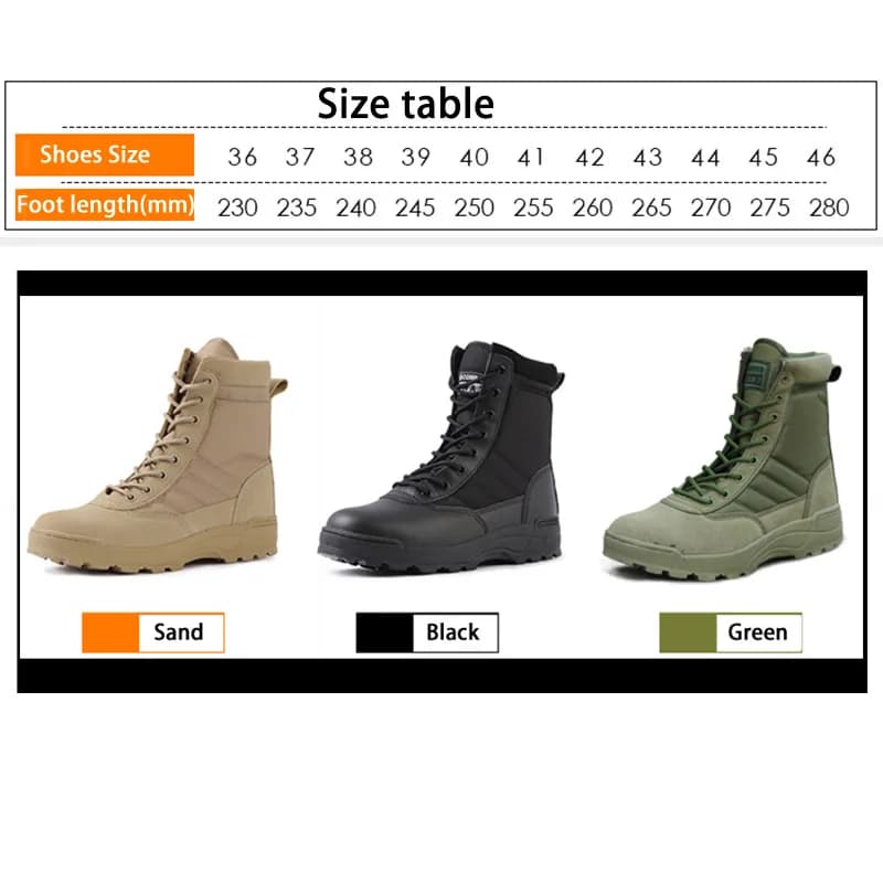 Bottes de pêche militaires hautes - Chaussures de randonnée imperméables semelle caoutchouc pour pêche et camping