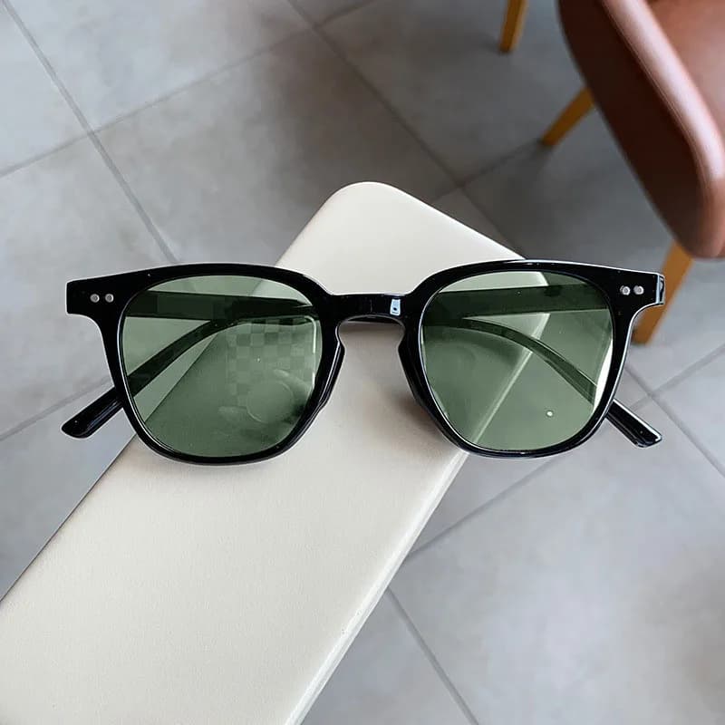 Lunettes de soleil vintage luxe pour femmes et hommes - Cadre carré et rond petit - Protection UV classique