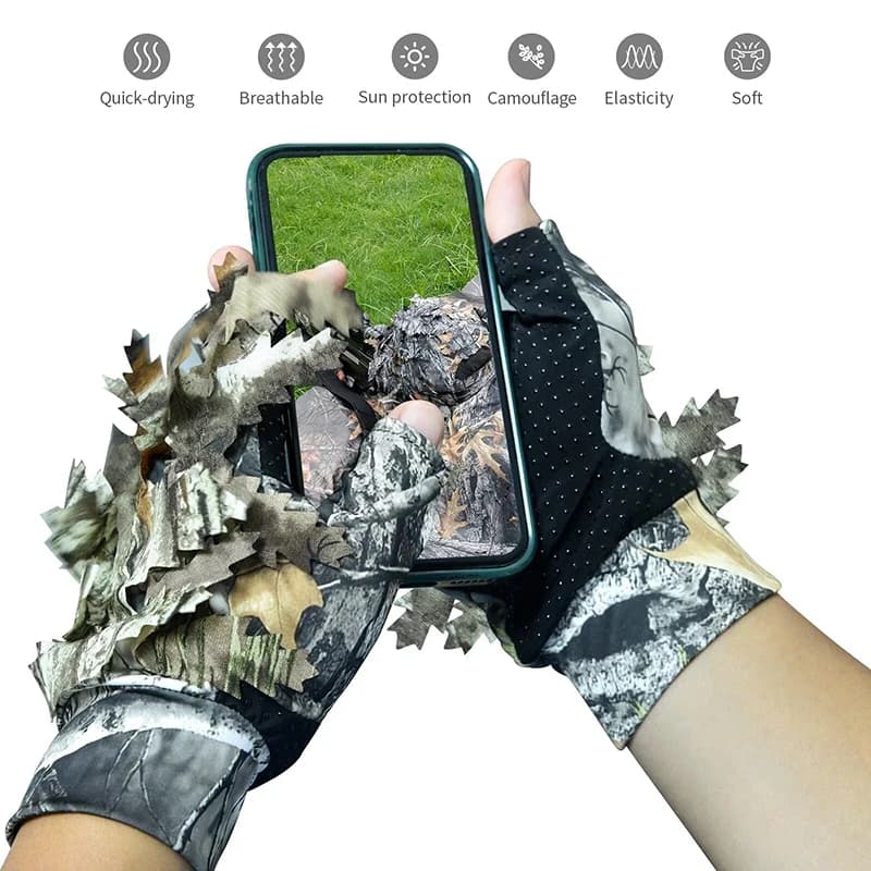 Gants camouflage arbre tactiques équipement chasse tir pêche homme femme accessoires