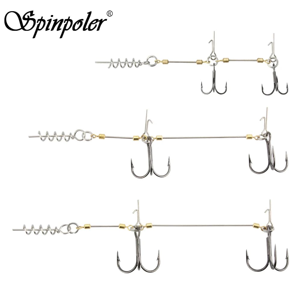 Montage Spin Rig avec Hameçons Double pour Brochet et Leurres Souples Shad Belly Stinger