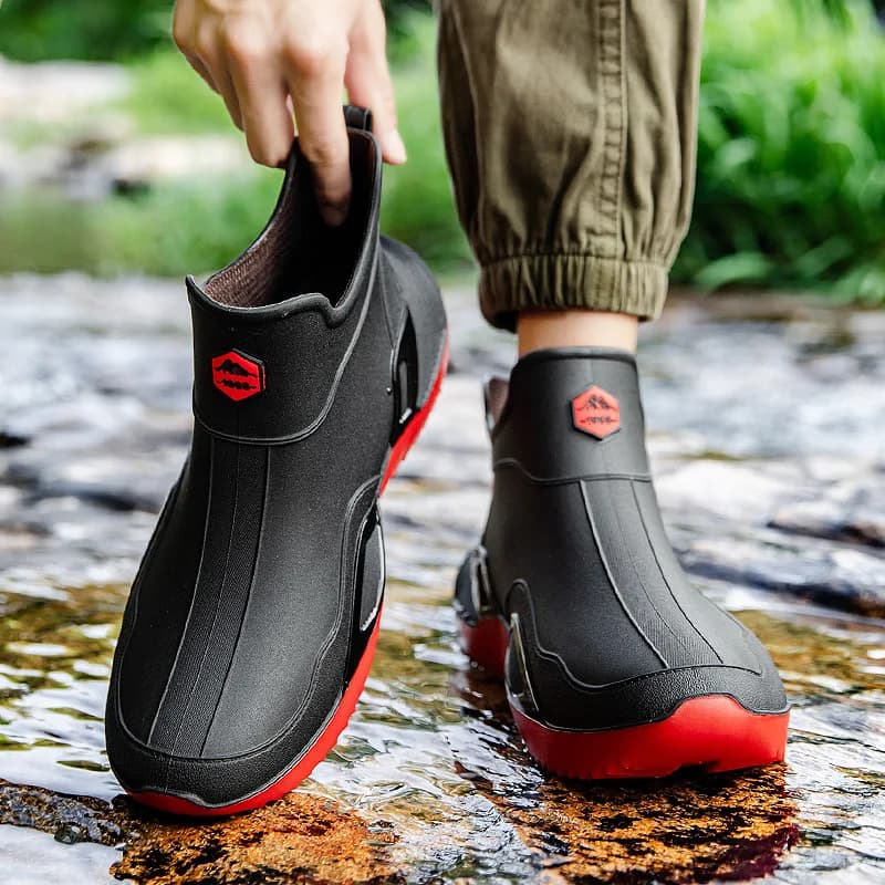 Bottes courtes pluie homme imperméables antidérapantes travail cuisine pêche extérieur résistantes usure
