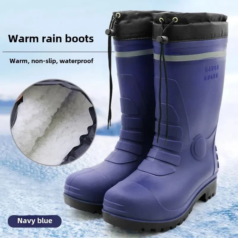 Bottes travail homme hiver doublure polaire chaude imperméables sécurité réfléchissantes mine genou