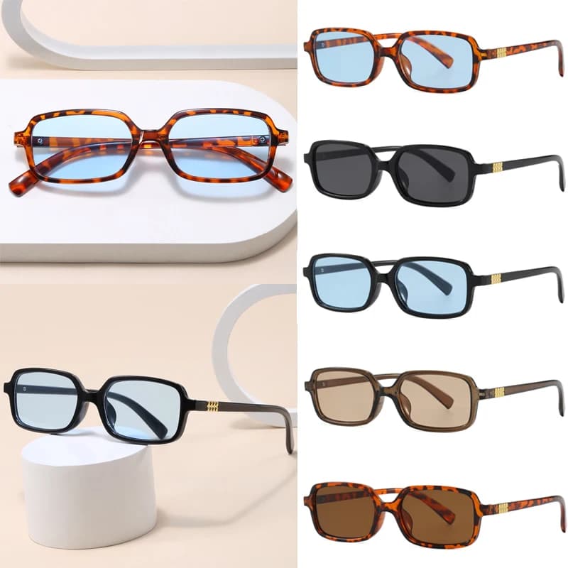 Lunettes de soleil rectangulaires pêche - Style minimaliste unisexe UV400 pour pêcheurs élégants