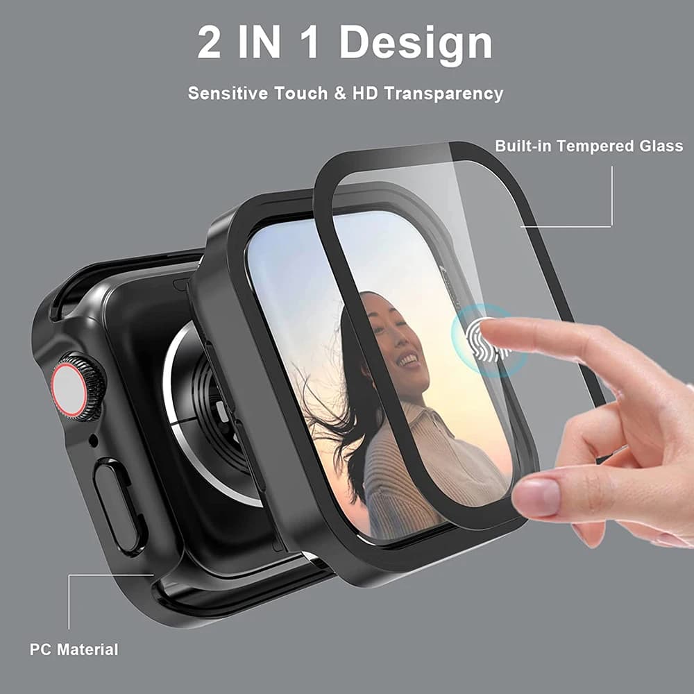 Protection écran verre trempé pour Apple Watch 9 8 7 6 SE Ultra 49mm 45mm 41mm coque bord droit étanche