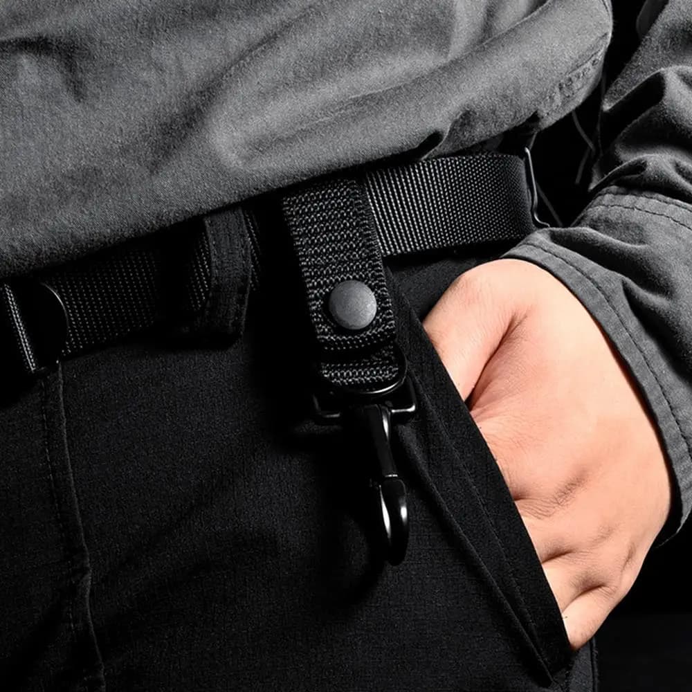Porte-clés tactique MOLLE anneau mousqueton nylon ceinture porte-clés accroche pêche extérieur