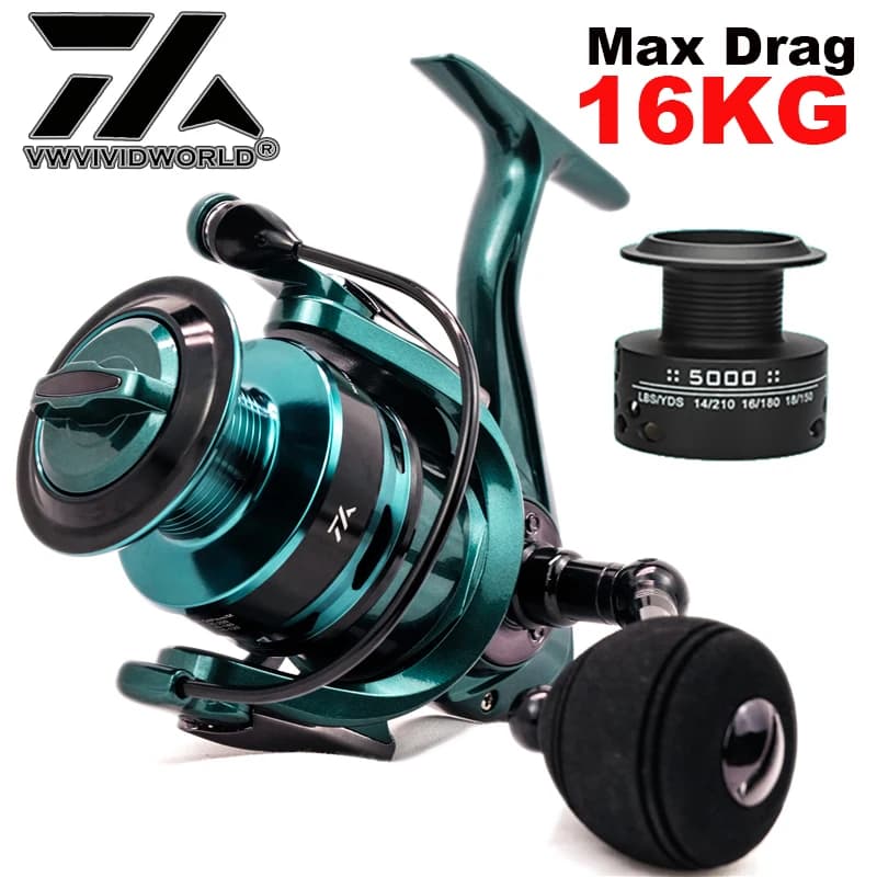 Moulinet VWVIVIDWORLD double bobine haute vitesse - Alliage renforcé pour pêche en mer durable